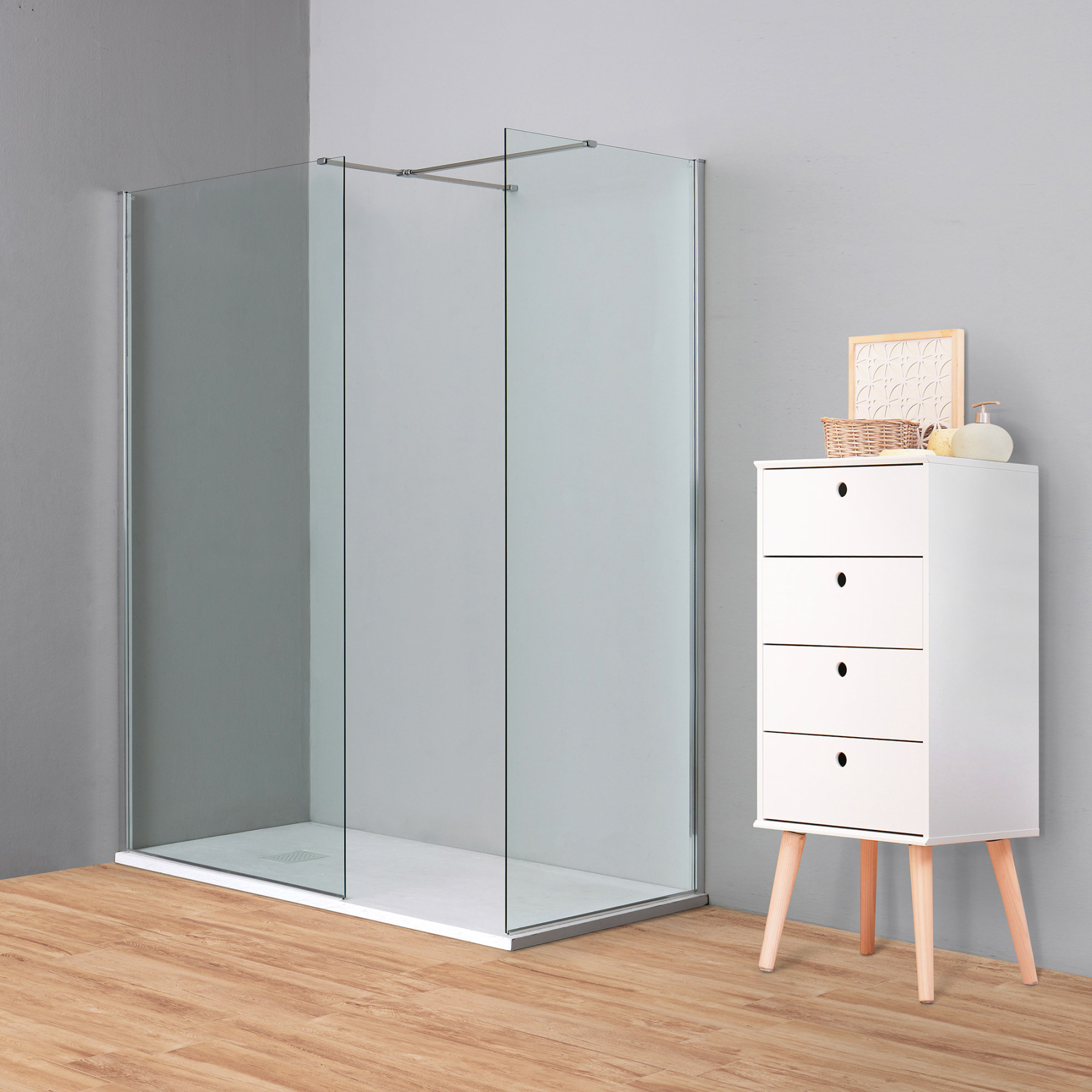 Doccia Walk-In angolare BERLINO 160x100 cm cristallo Trasparente Cromo (100+110)