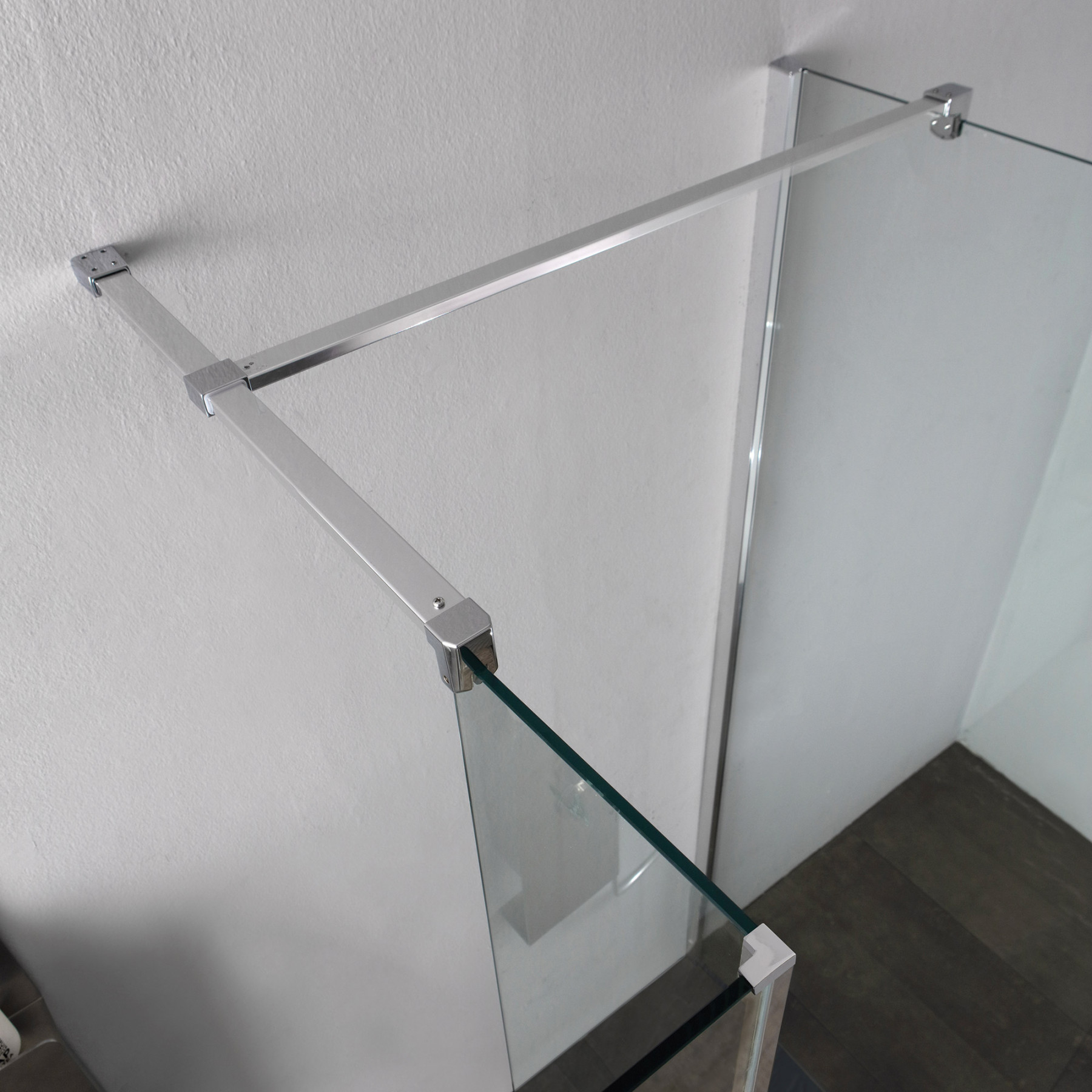 Doccia Walk-In 3 lati con paraschizzi HELSINKI 140x90 cm cristallo Trasparente Cromo (90+90+25+90)