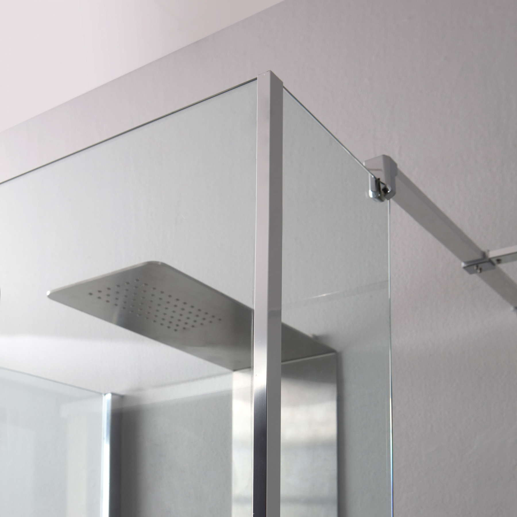 Doccia Walk-In 3 lati con paraschizzi HELSINKI 130x110 cm cristallo Trasparente Cromo (110+80+25+110)