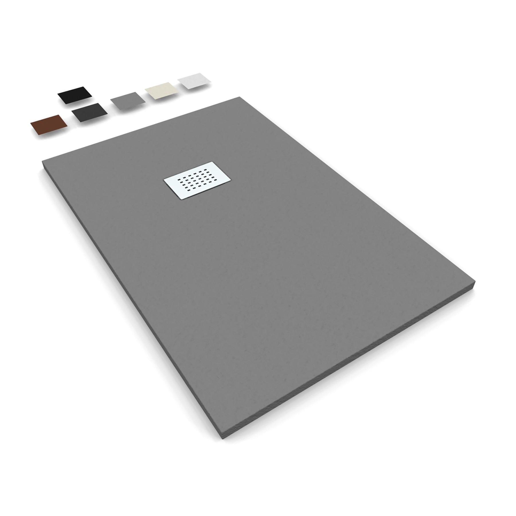 Piatto Doccia MILANO 100x70 cm resina alto 3 cm effetto ardesia,Grigio Opaco