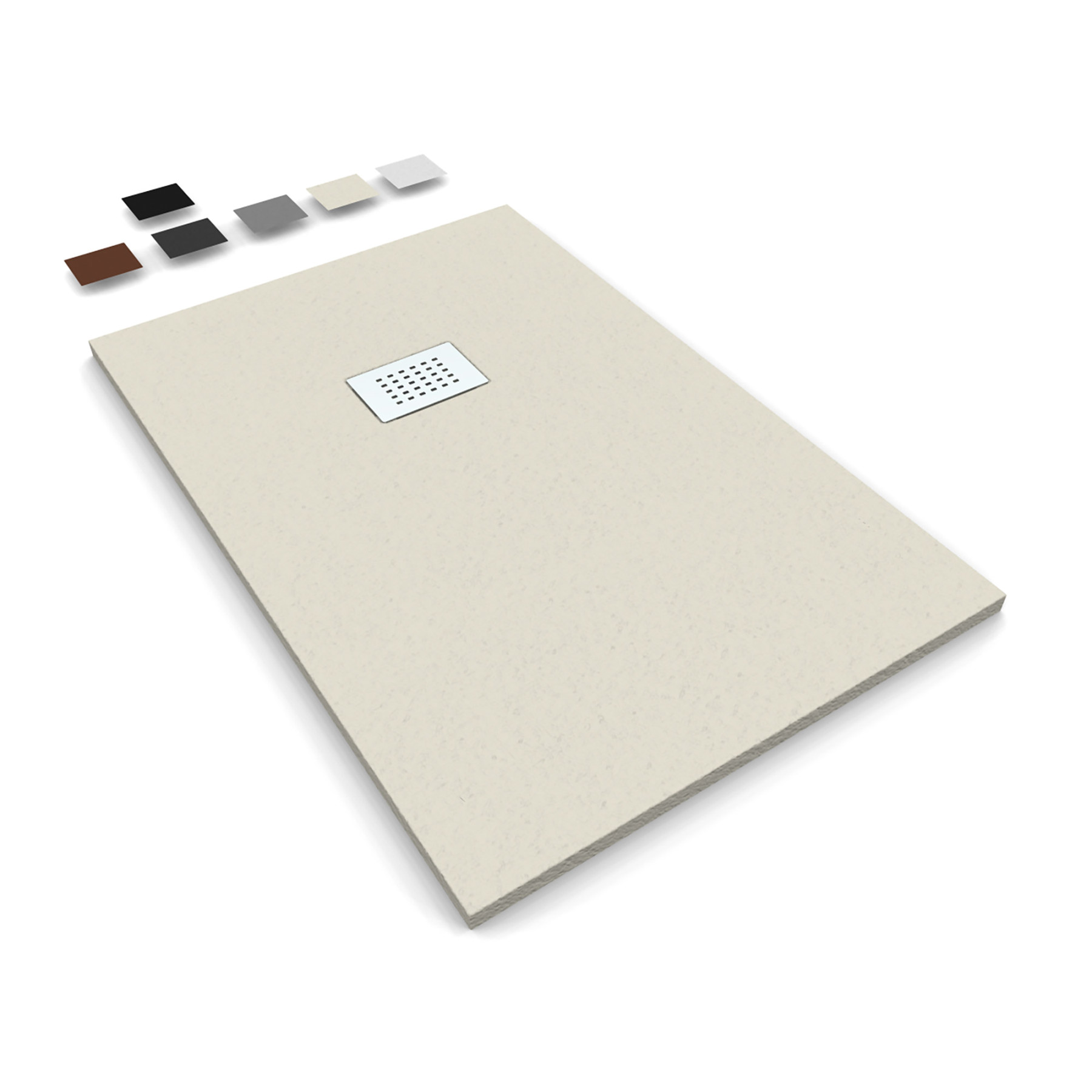 Piatto Doccia MILANO 110x70 cm resina alto 3 cm effetto ardesia, Panna Opaco