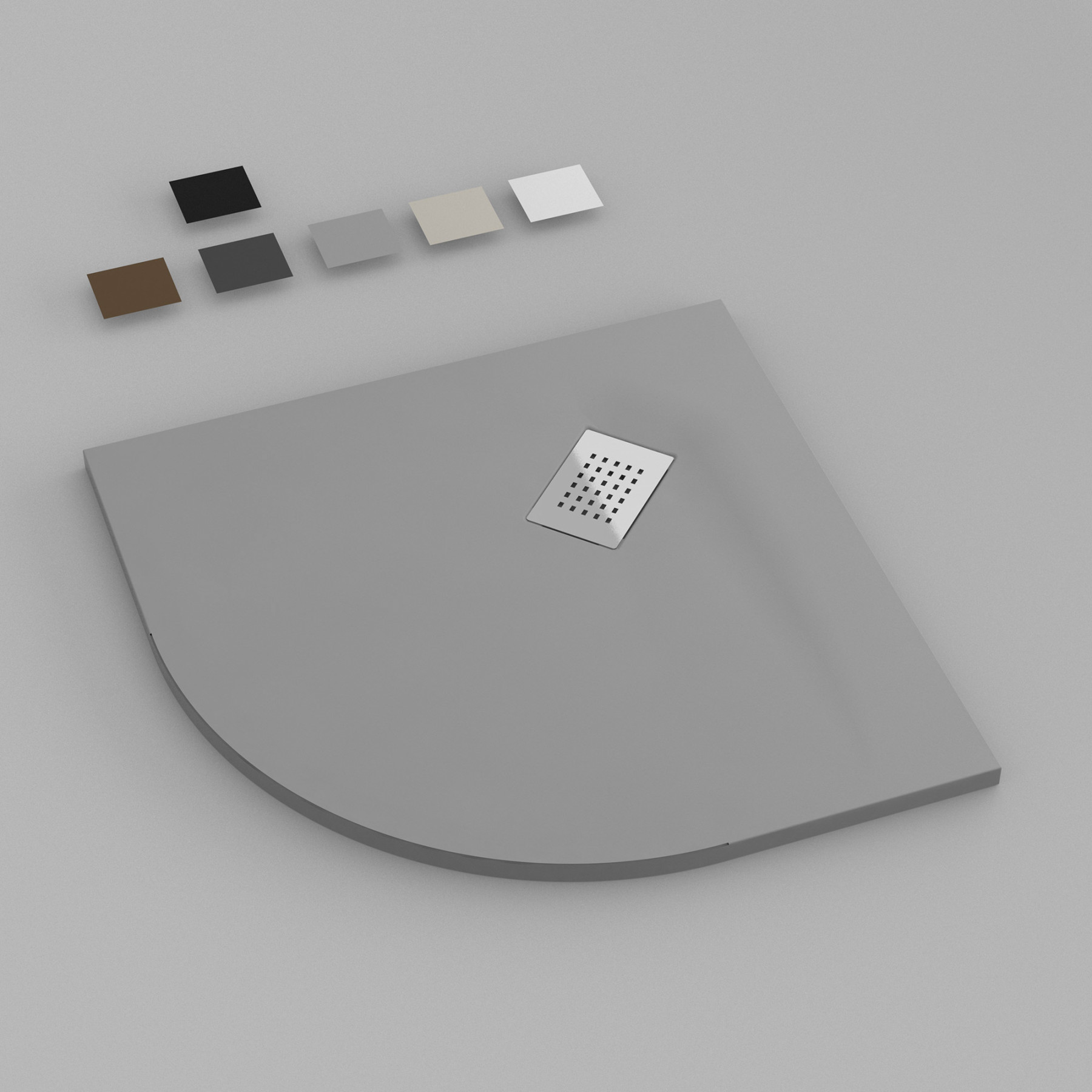 Piatto Doccia MILANO semicircolare 90x90 cm resina alto 3 cm effetto ardesia, Grigio Opaco