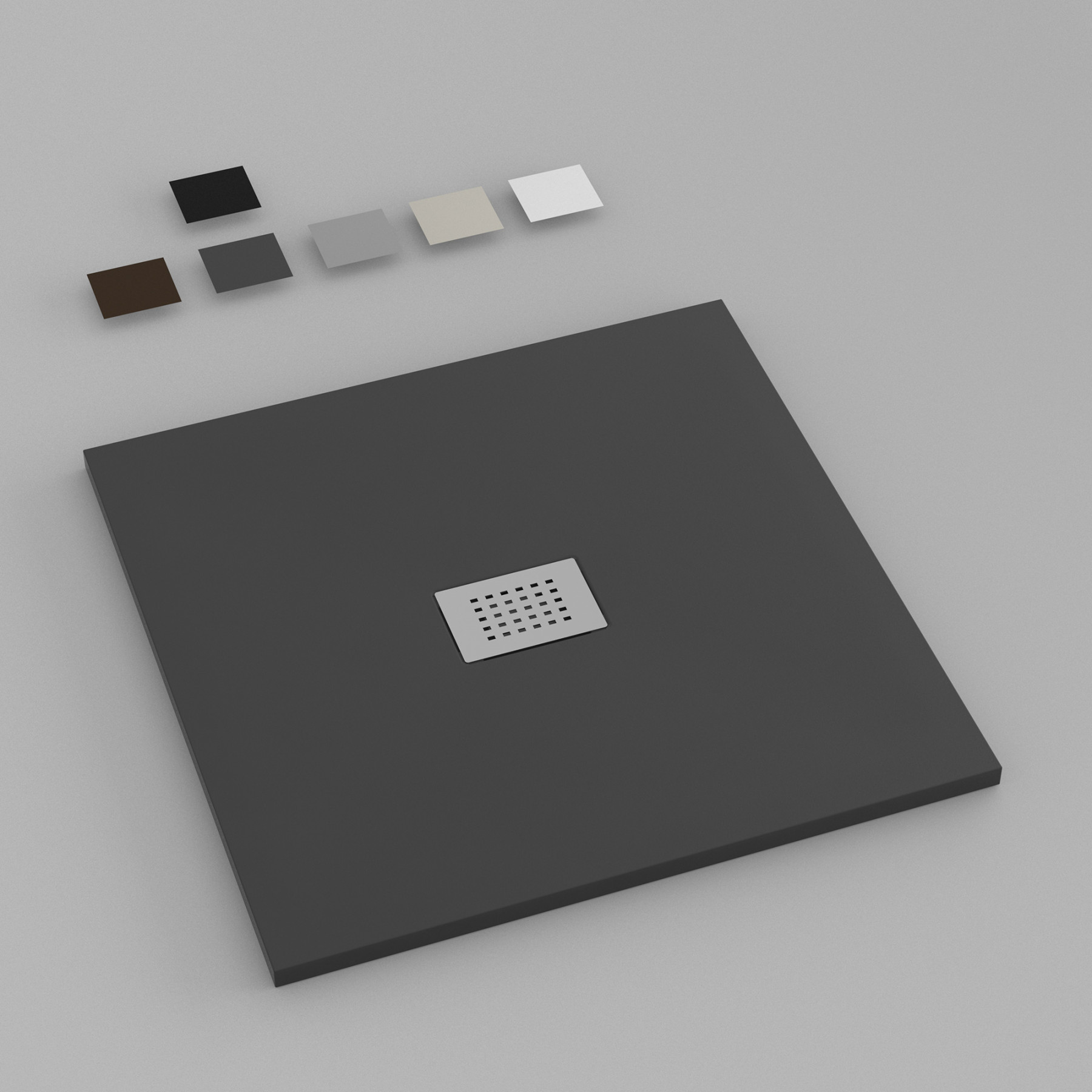 Piatto Doccia MILANO 70x70 cm resina alto 3 cm effetto ardesia, Antracite Opaco