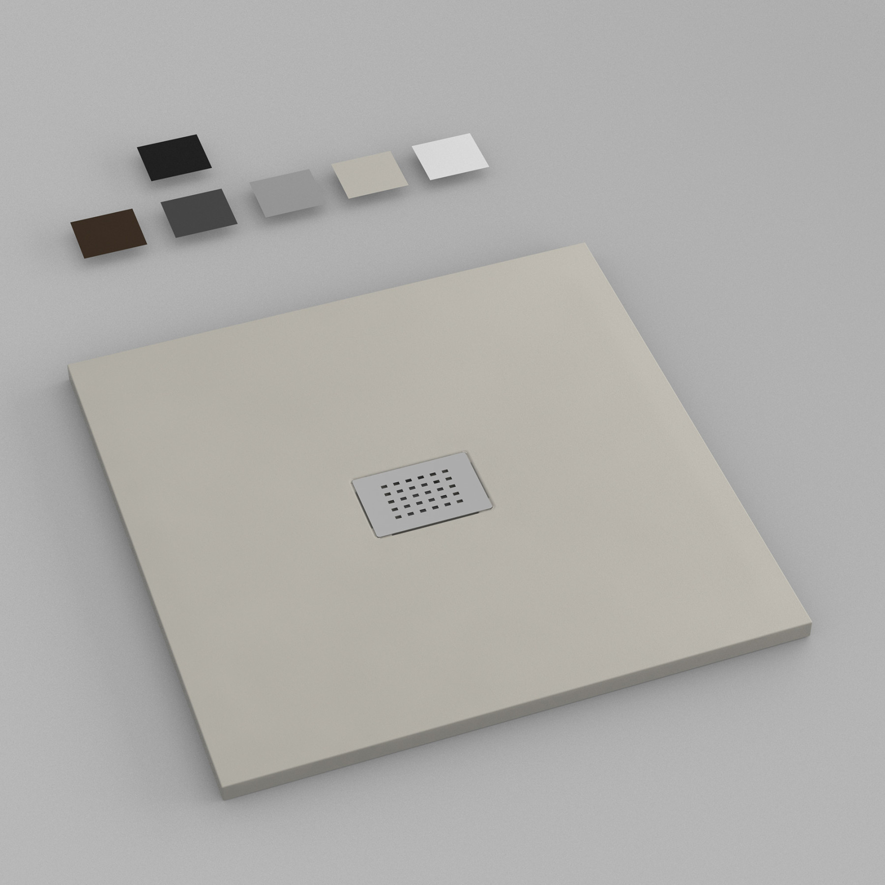 Piatto Doccia MILANO 70x70 cm resina alto 3 cm effetto ardesia, Panna Opaco