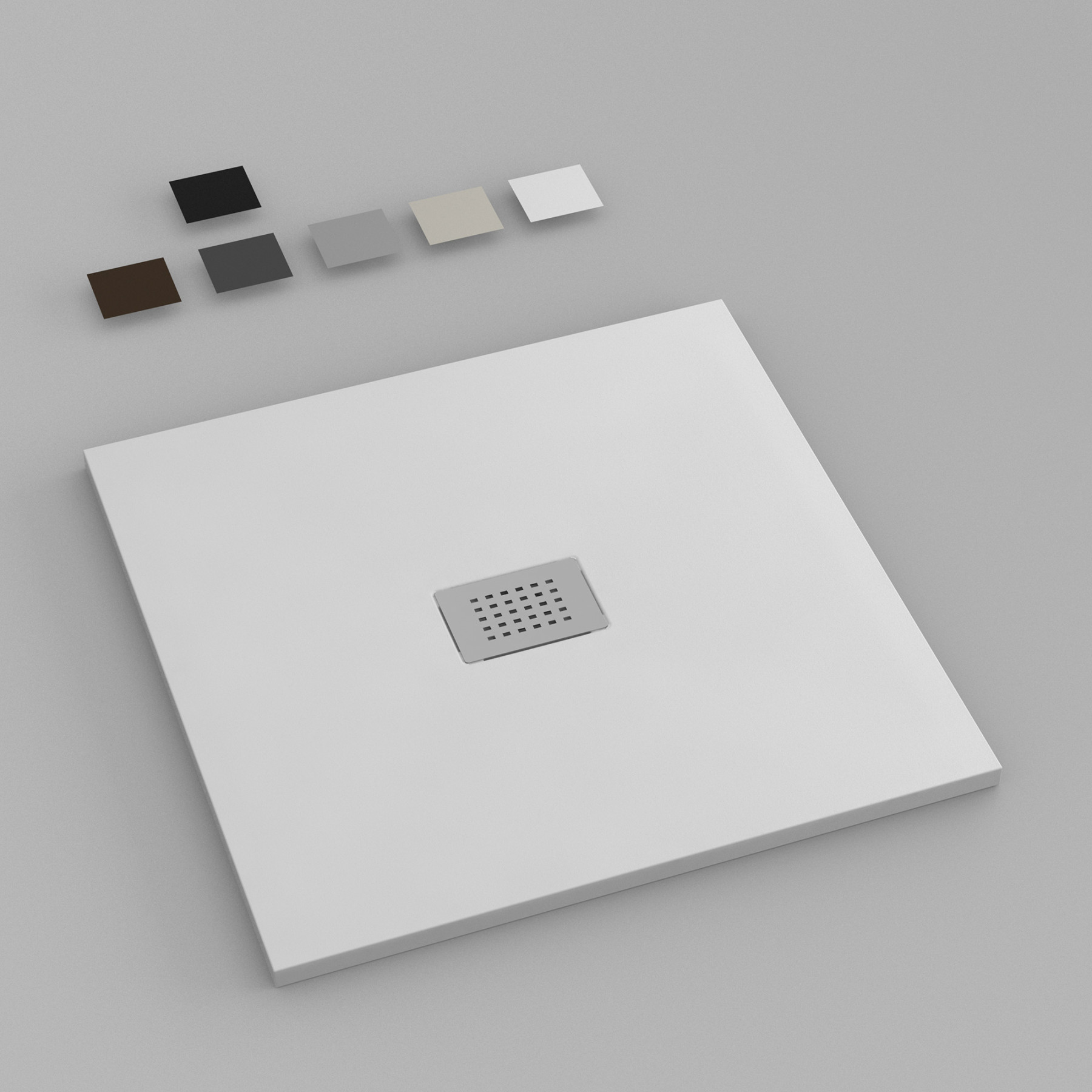 Piatto Doccia MILANO 80x80 cm resina alto 3 cm effetto ardesia, Bianco Opaco