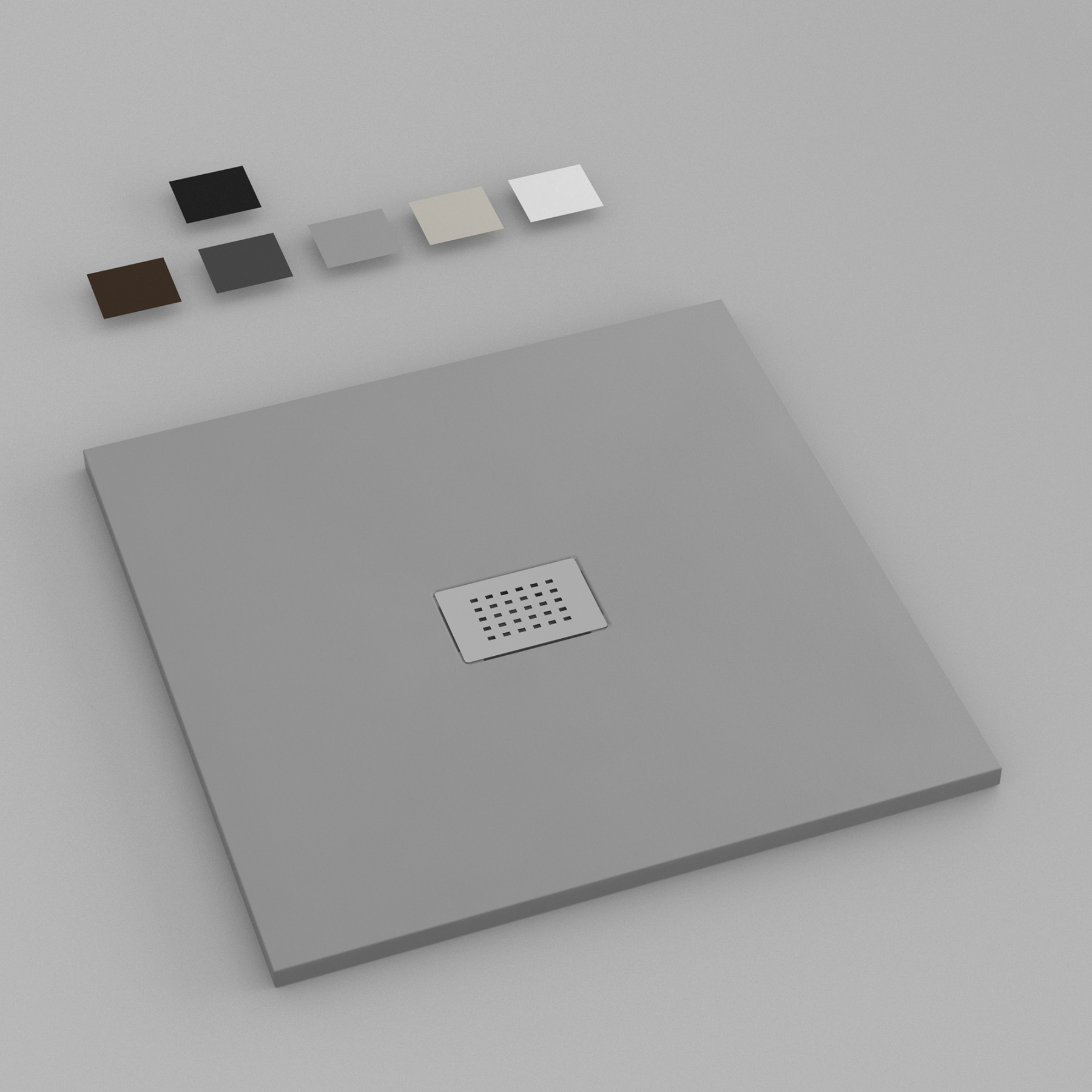 Piatto Doccia MILANO 80x80 cm resina alto 3 cm effetto ardesia, Grigio Opaco