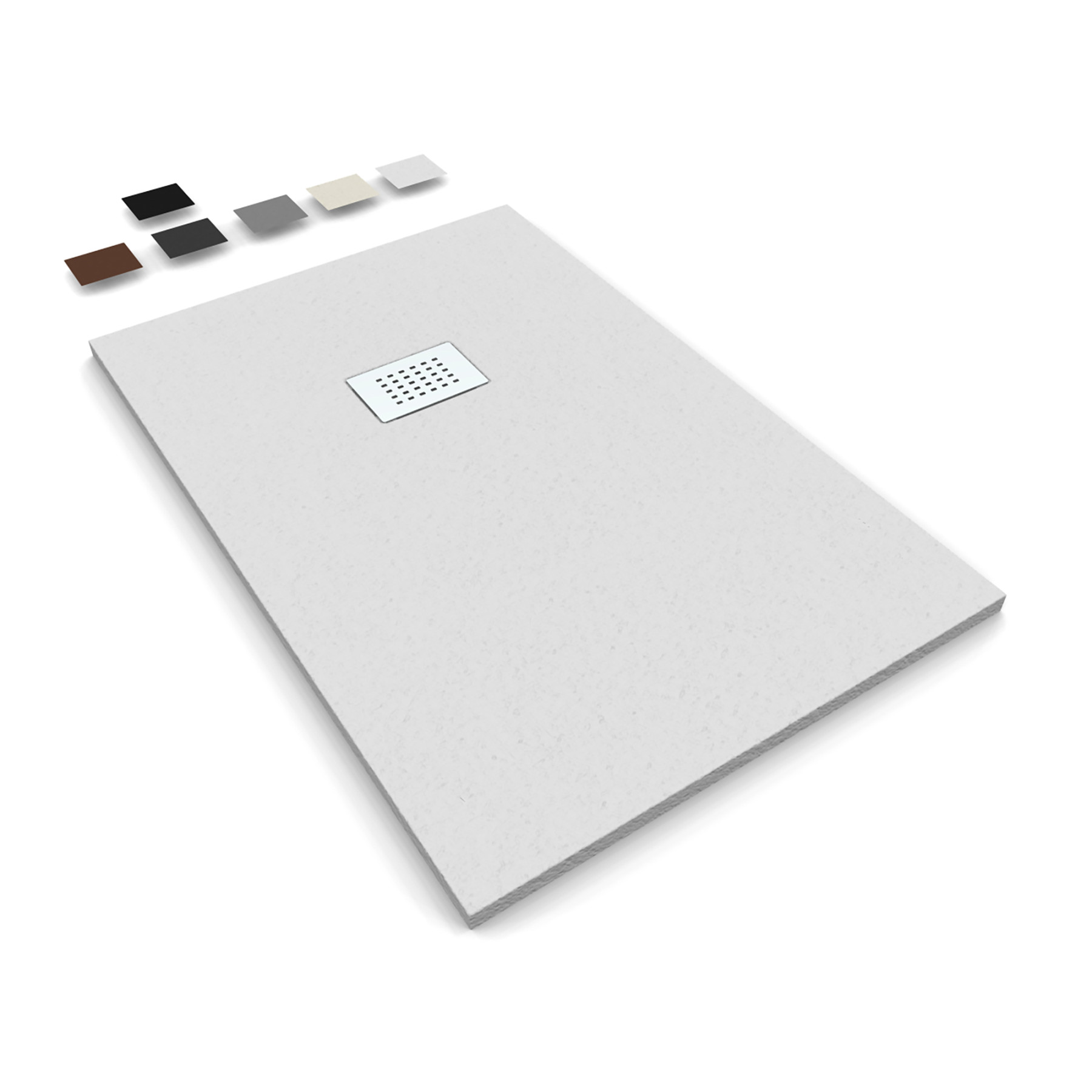 Piatto Doccia MILANO 90x70 cm resina alto 3 cm effetto ardesia, Bianco Opaco