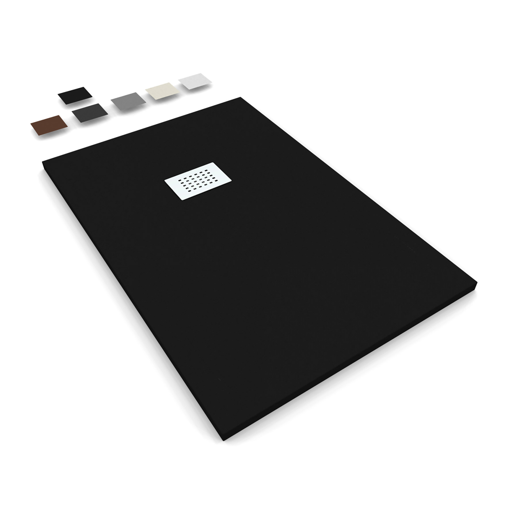 Piatto Doccia MILANO 90x70 cm resina alto 3 cm effetto ardesia, Nero Opaco