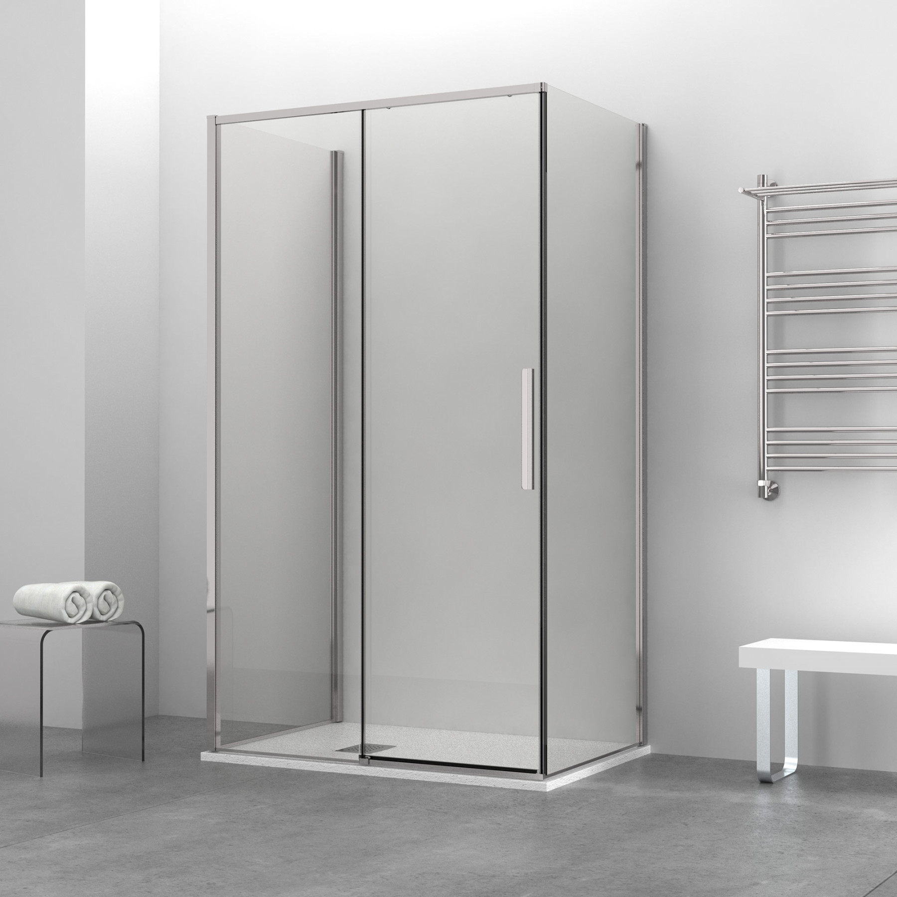 Box doccia OSLO porta scorrevole rettangolare 3 lati 120x70x70 cm altezza 200 cm cristallo 6 mm