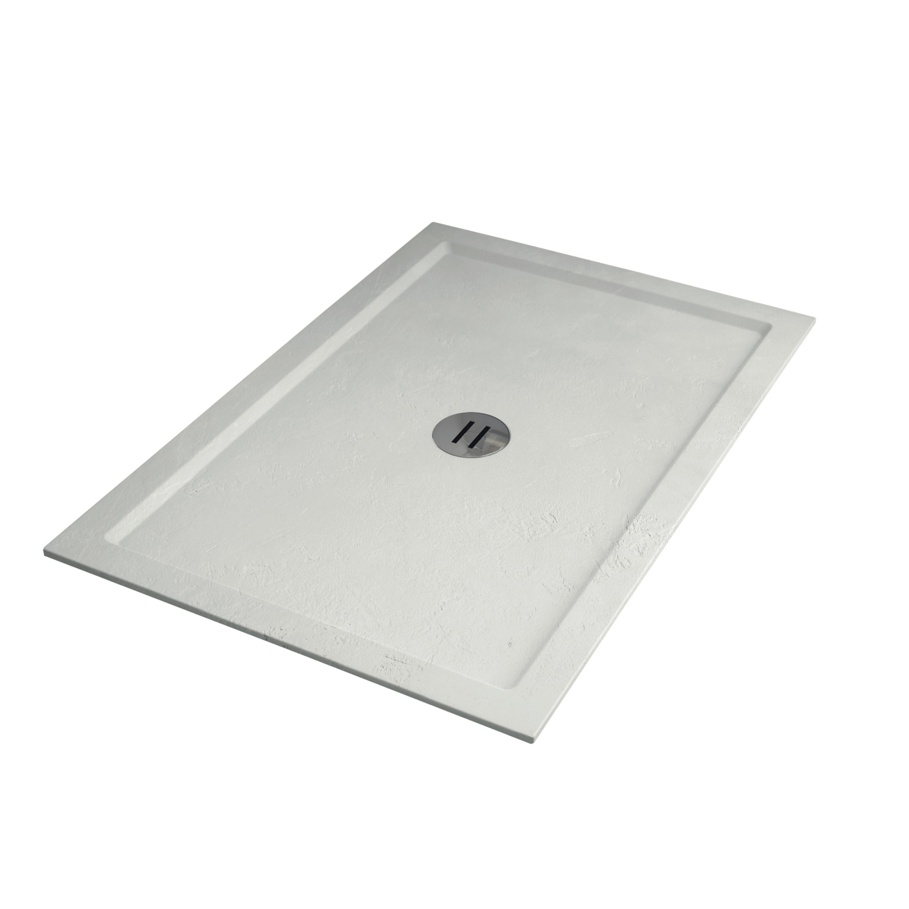 Piatto Doccia UDINE 120x70 cm alto 1,2 cm effetto cemento spatolato, Bianco Opaco