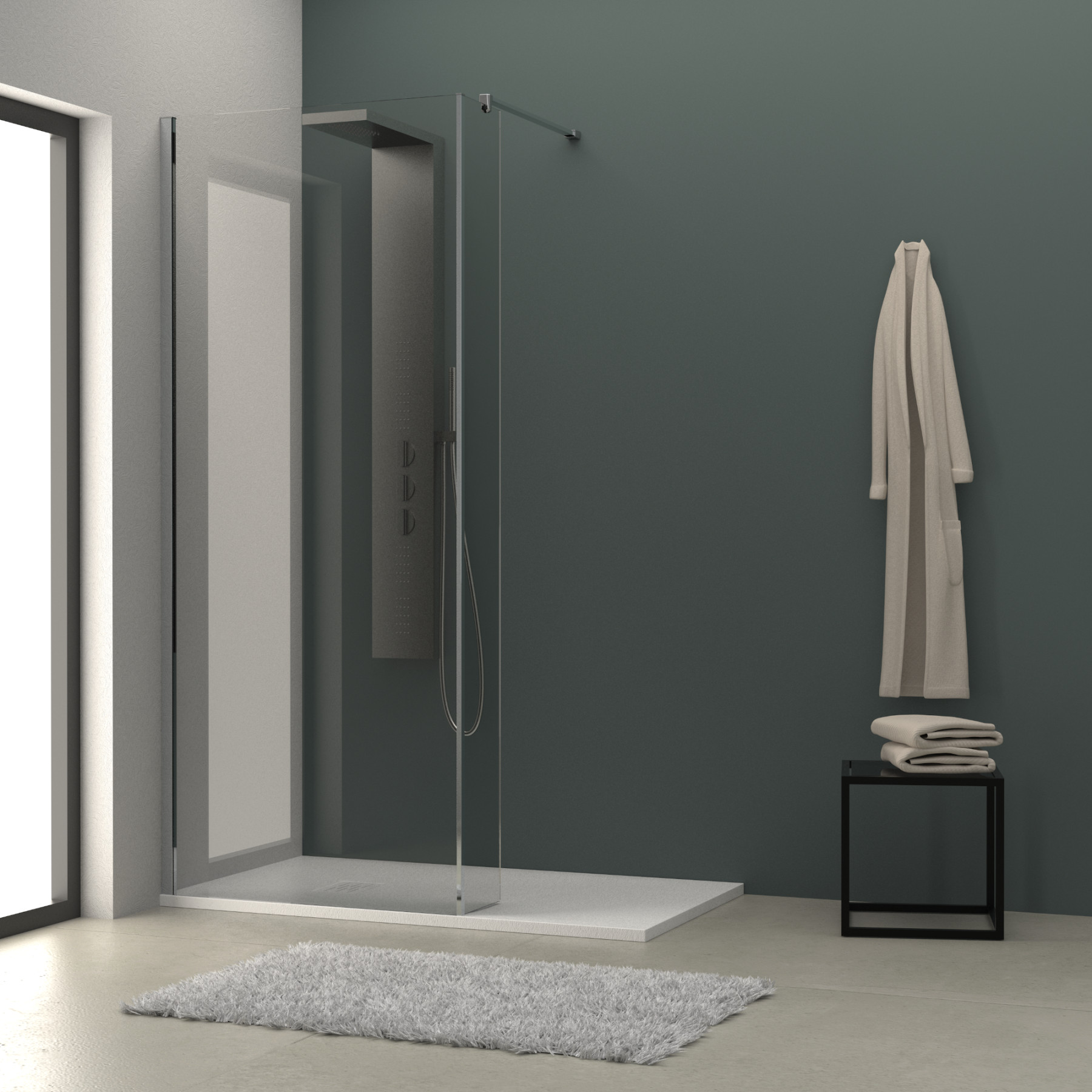 Parete doccia con paraschizzi HELSINKI 130 +25 cm cristallo trasparente 8 mm