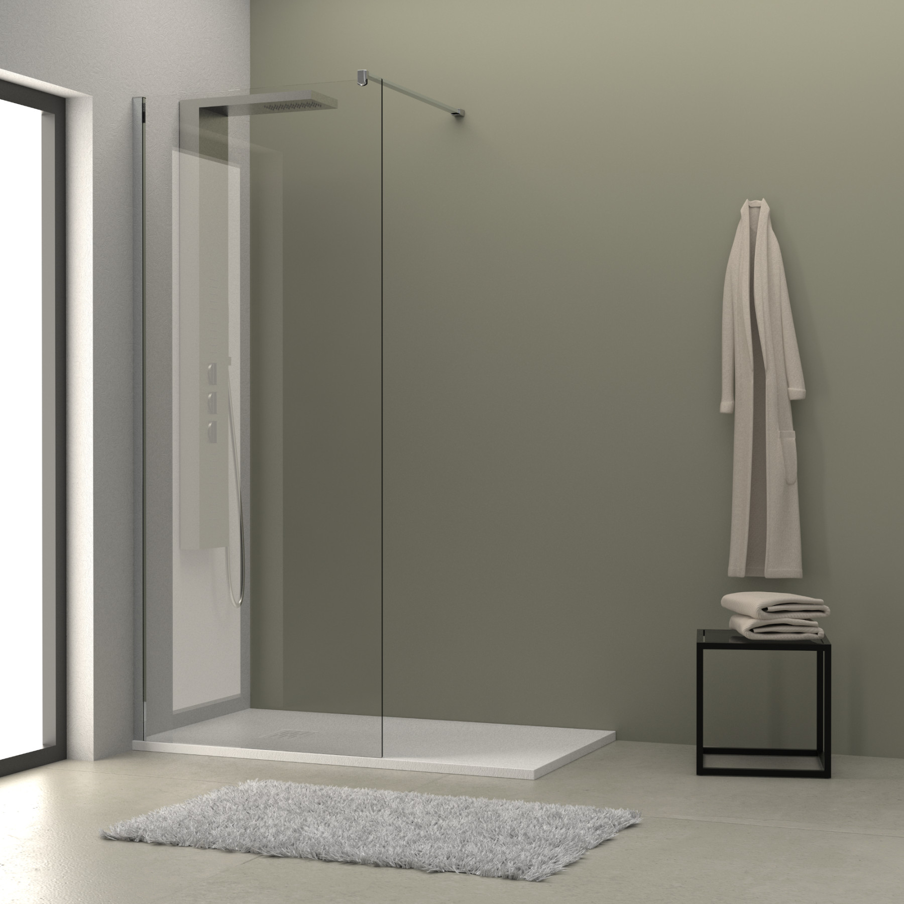 Parete doccia walk in HELSINKI 110 cm cristallo trasparente 8 mm