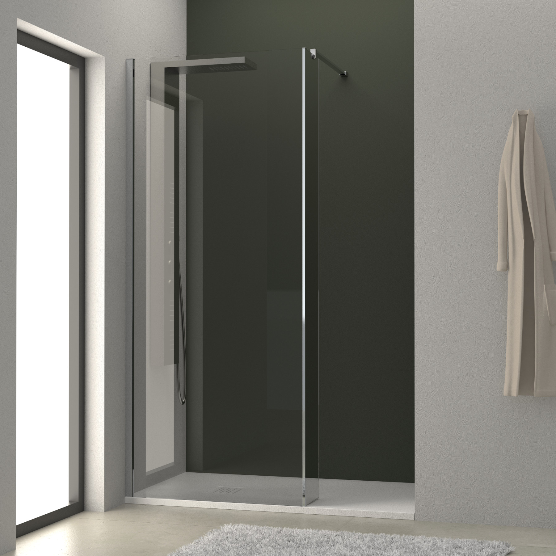 Parete doccia con paraschizzi HELSINKI 90 +25 cm cristallo trasparente 8 mm