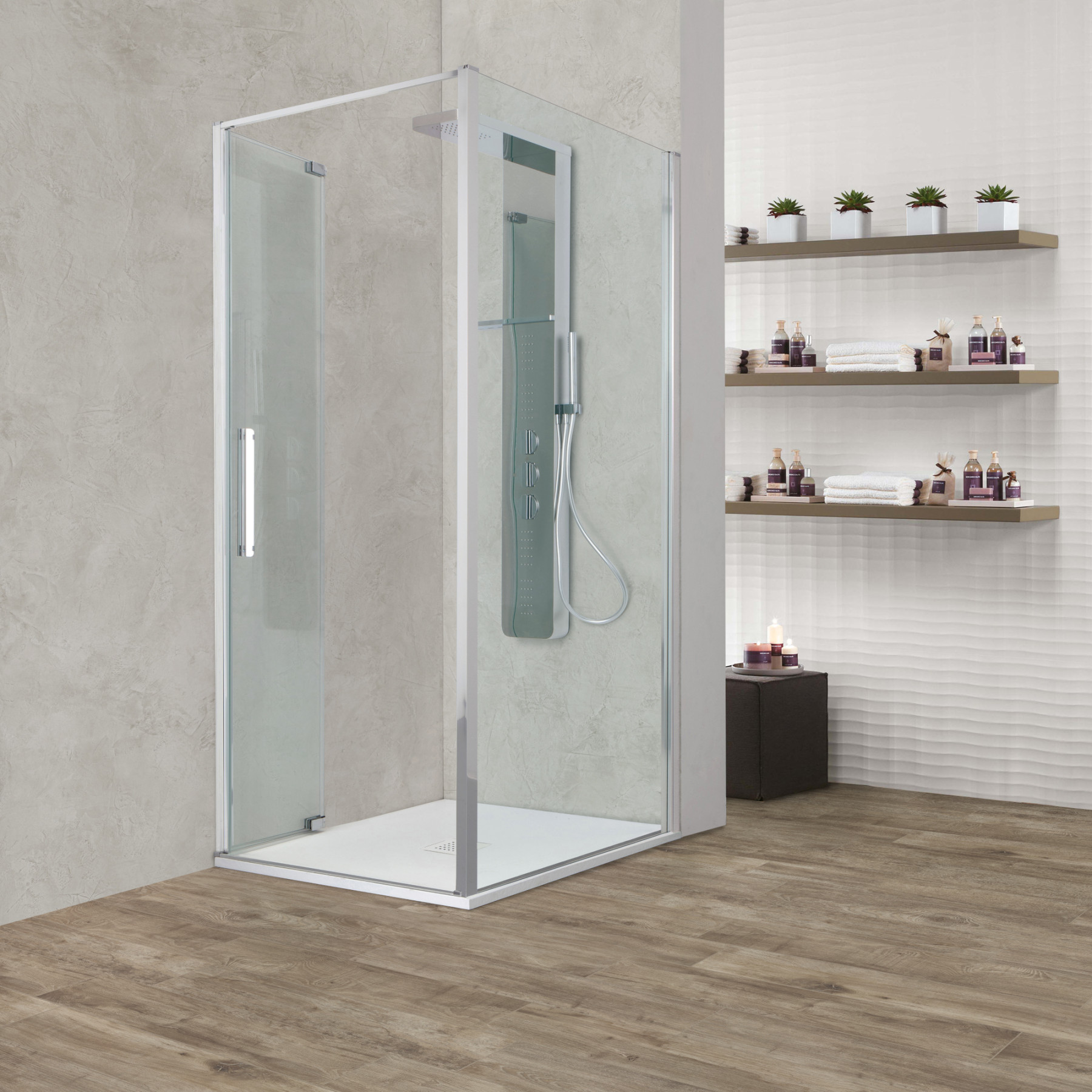 Box doccia angolare OSLO pieghevole 100x80 cm altezza 200 cm cristallo 6 mm