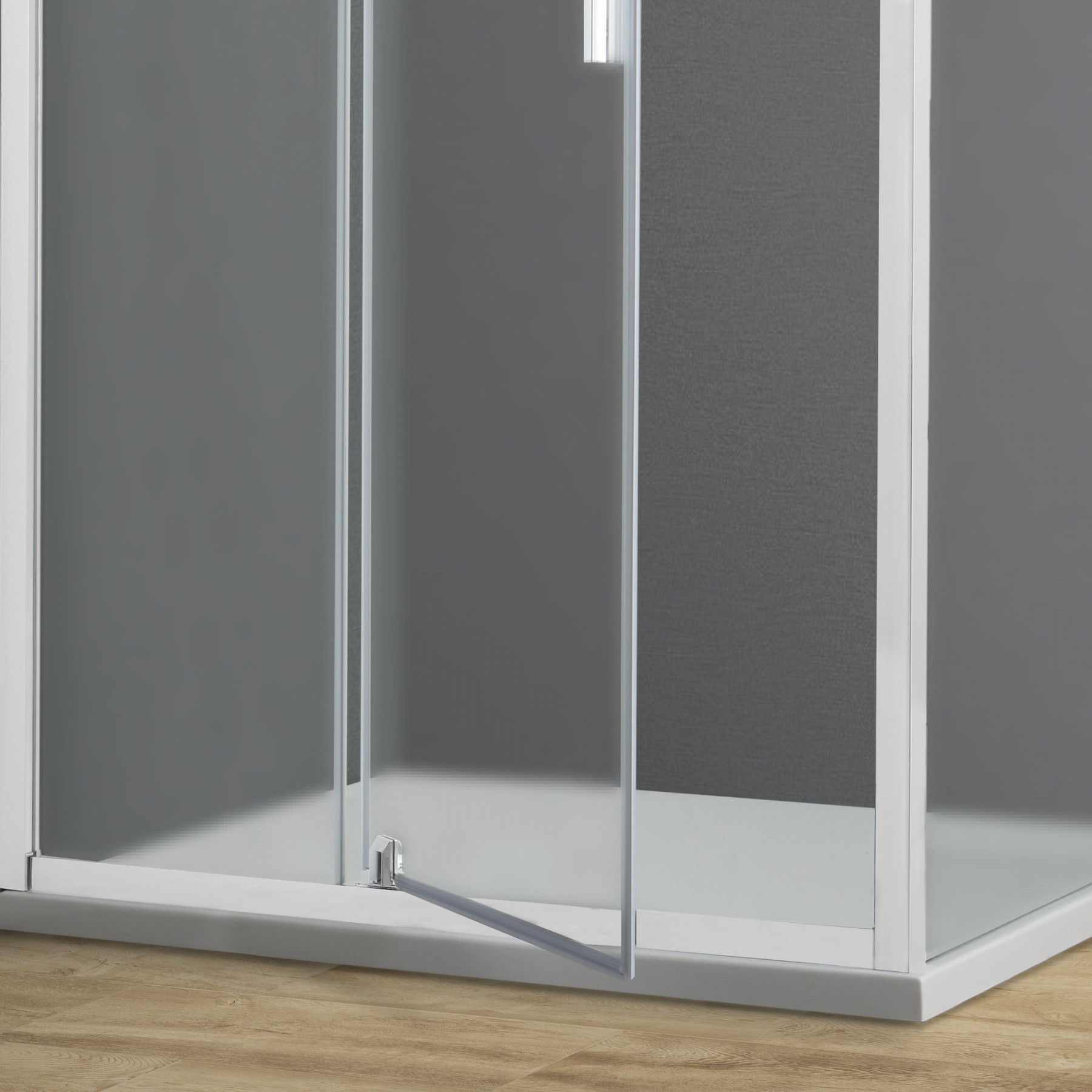 Box doccia TOKYO porta battente rettangolare 3 lati 120x75x75 cm altezza 200 cm cristallo 6 mm bianco opaco