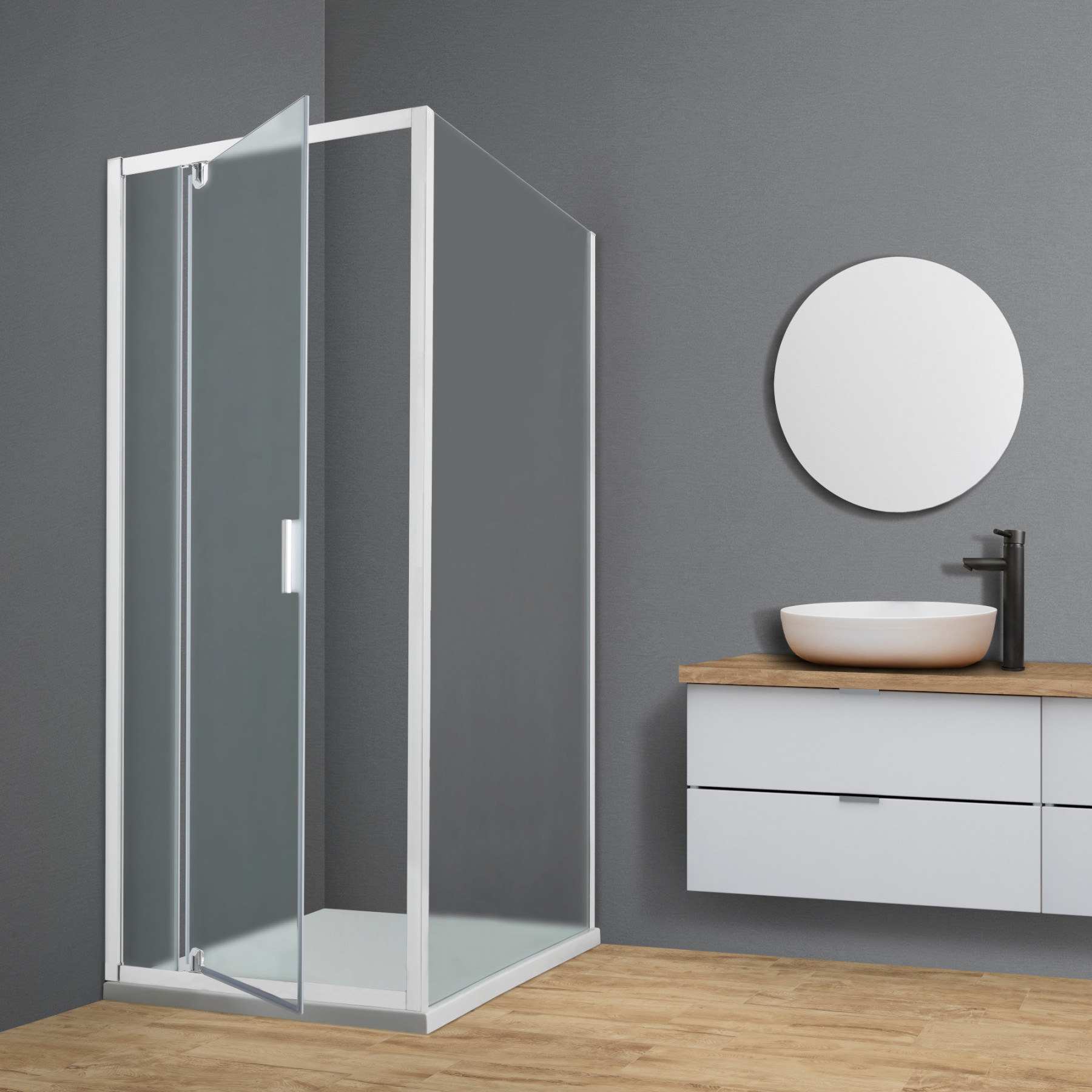Box doccia TOKYO porta battente rettangolare 75x90 cm altezza 200 cm cristallo 6 mm bianco opaco