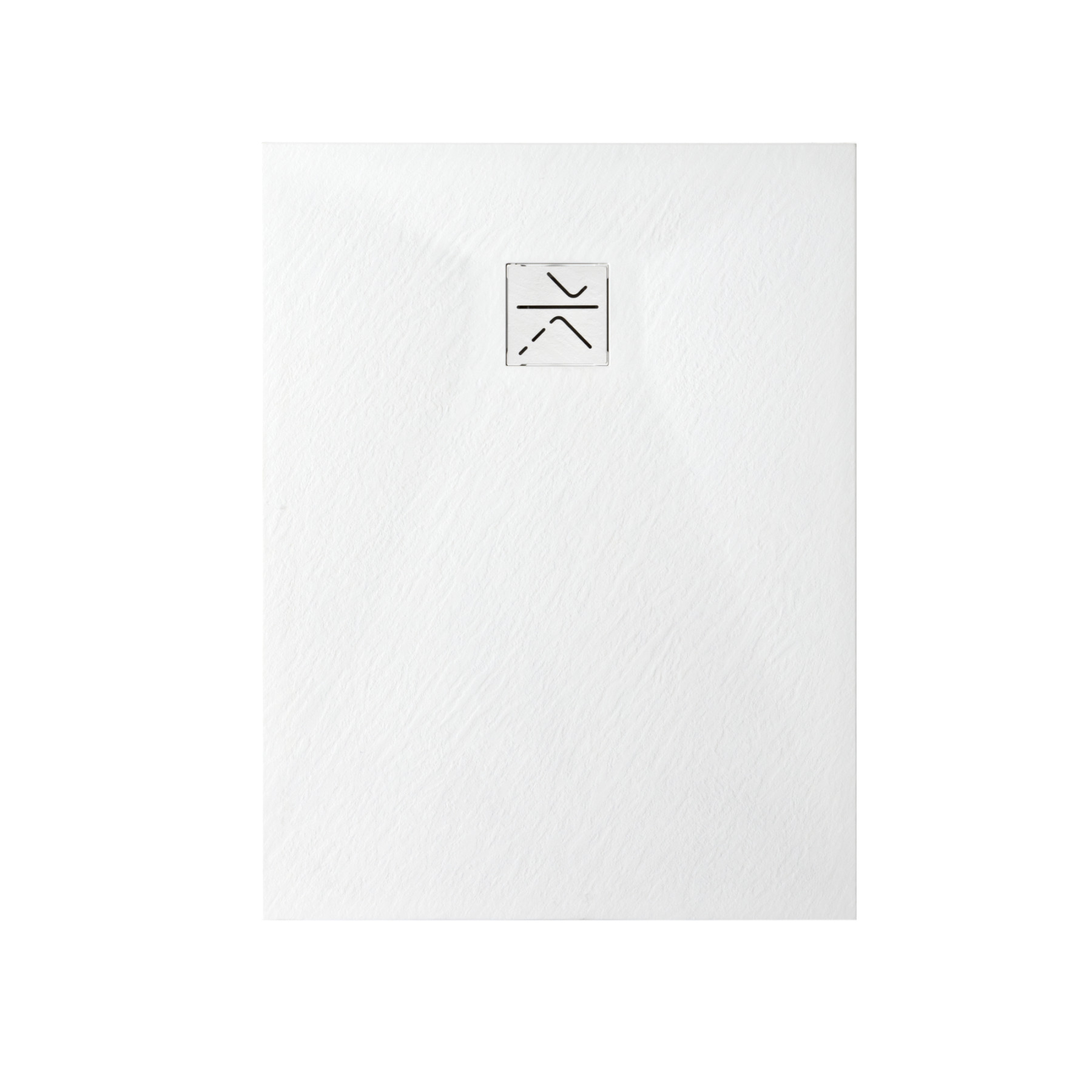 Piatto Doccia VERONA 110x70 cm ultraslim 2,6 cm effetto pietra, con piletta, Bianco Opaco