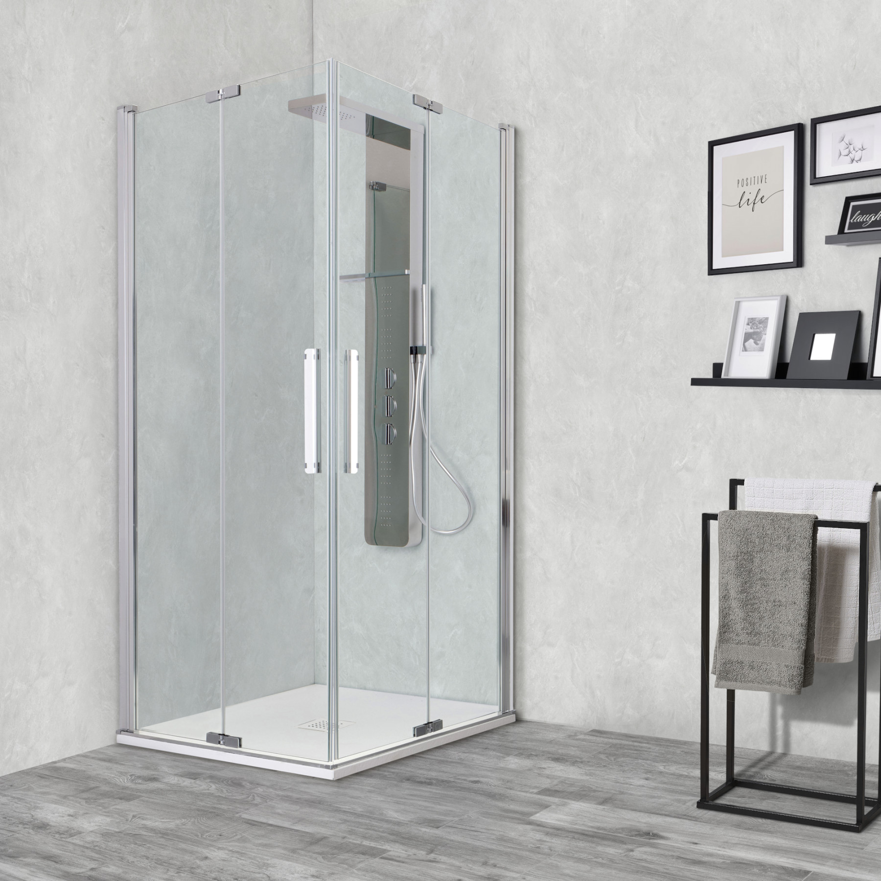 Box doccia quadrato OSLO 80x80 cm doppia porta pieghevole altezza 200 cm cristallo 6 mm