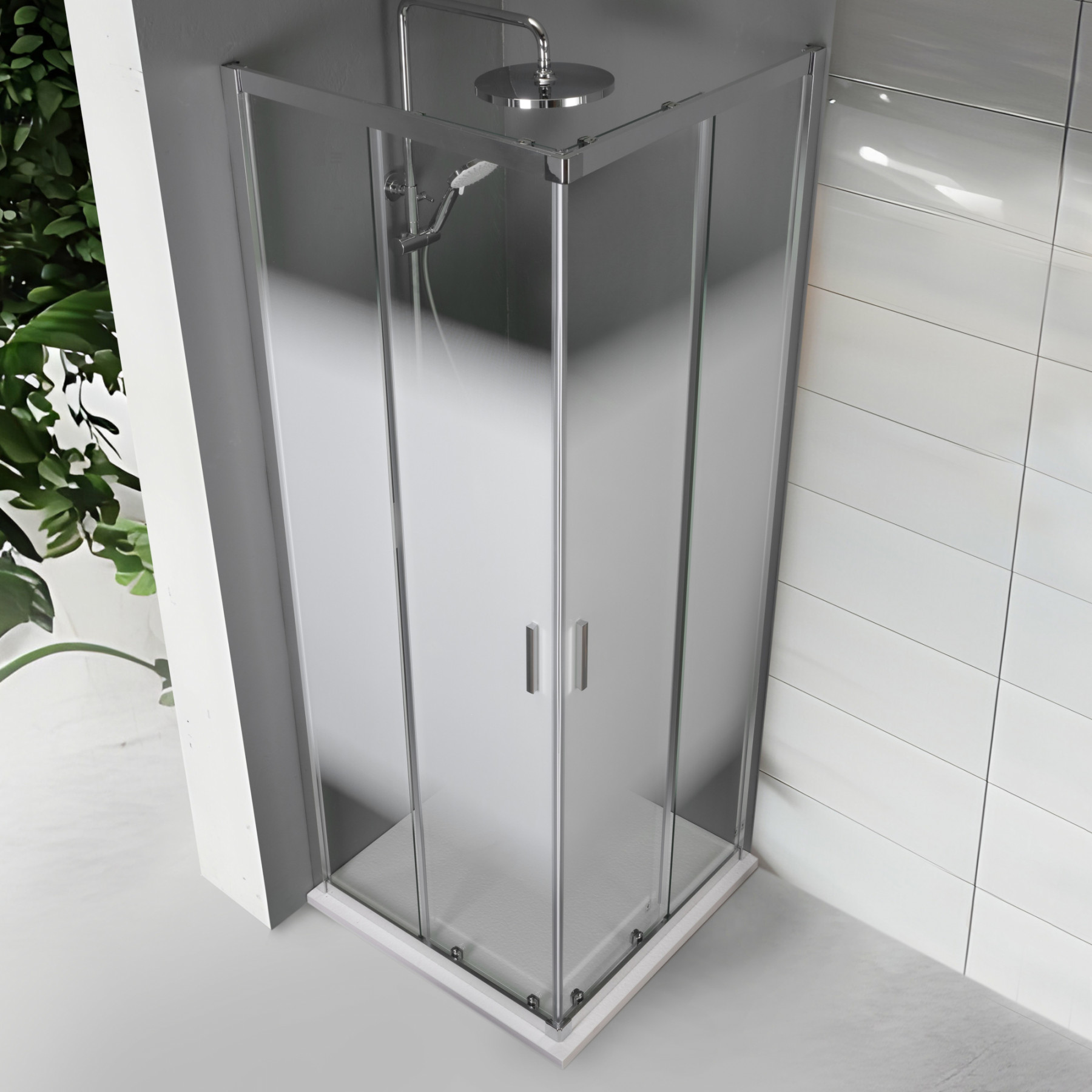 Box doccia TOKYO doppia porta scorrevole 110x80 cm altezza 200 cm serigrafato 6 mm