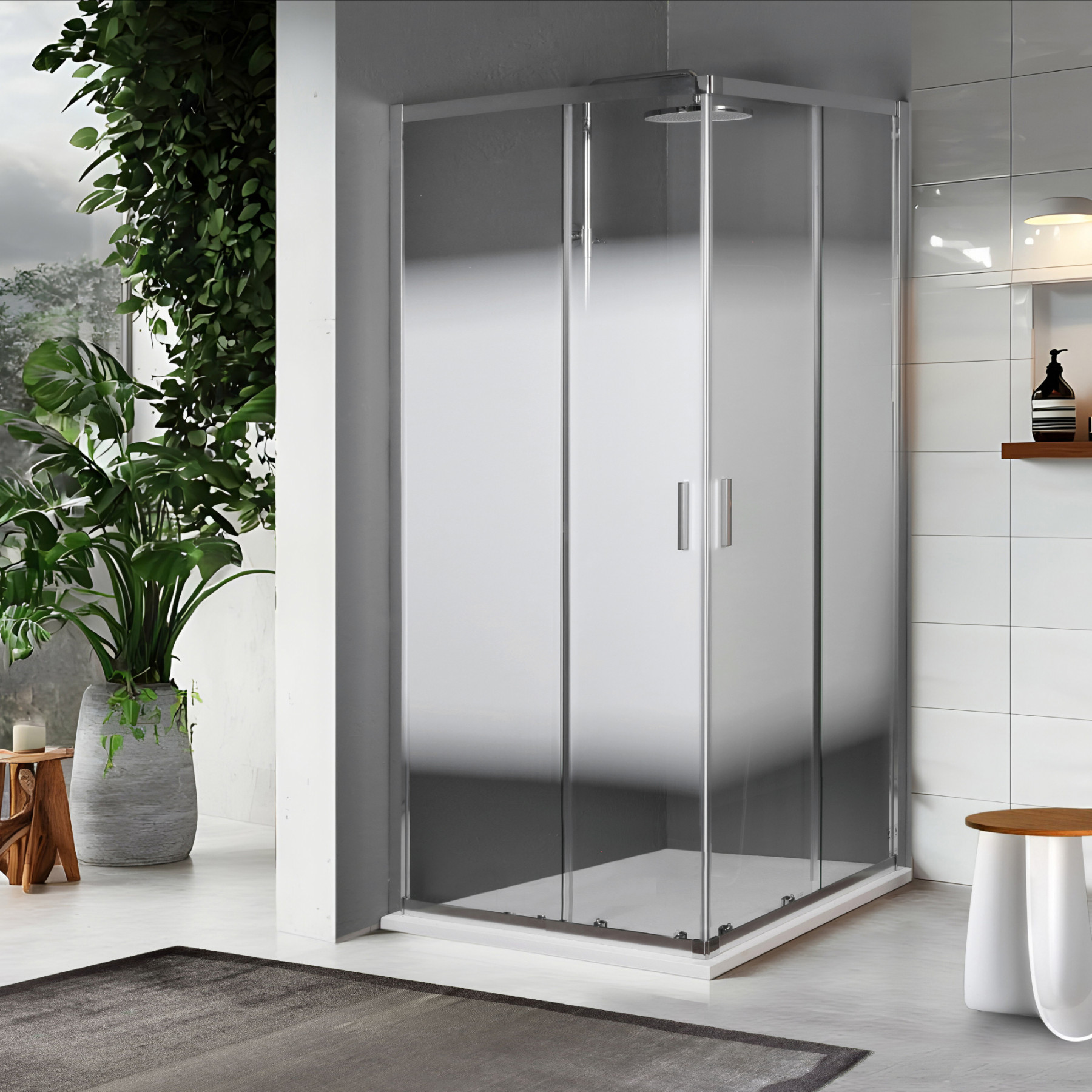 Box doccia TOKYO doppia porta scorrevole 120x80 cm altezza 200 cm serigrafato 6 mm