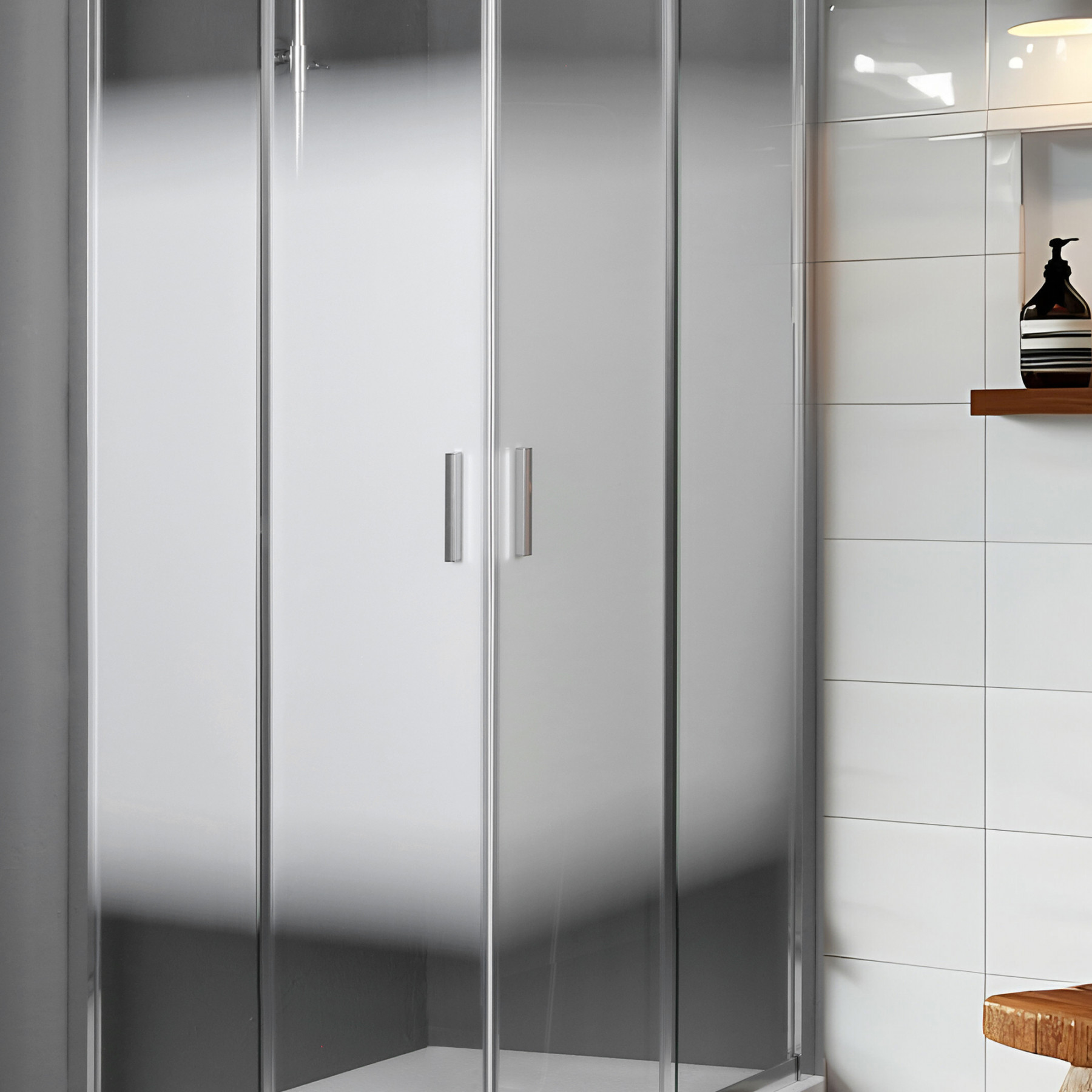 Box doccia TOKYO doppia porta scorrevole quadrato 90x90 cm altezza 200 cm serigrafato 6 mm